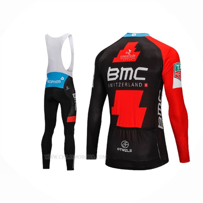 2018 Ropa Ciclismo BMC Rojo Negro Mangas Largas y Culotte Lunga